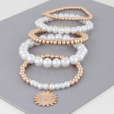 Pearl Beaded Sunflower Bracelet